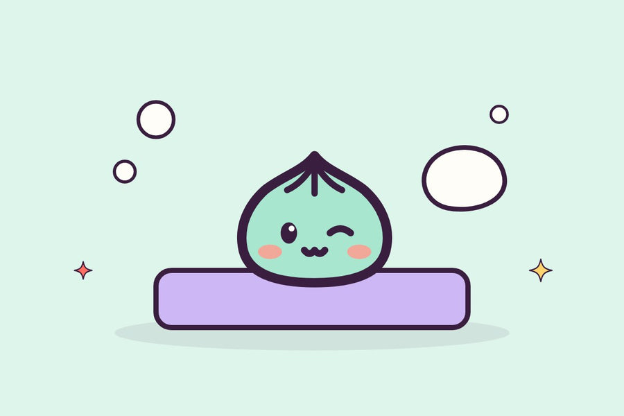 Illustration dessinée d’un squishy essuyé délicatement avec un chiffon doux à côté d’une boîte de rangement