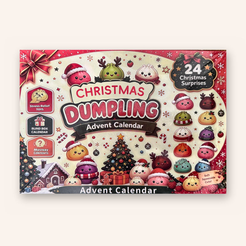 Calendrier de l’Avent squishy Christmas Dumpling, 24 surprises, boîte vue de face